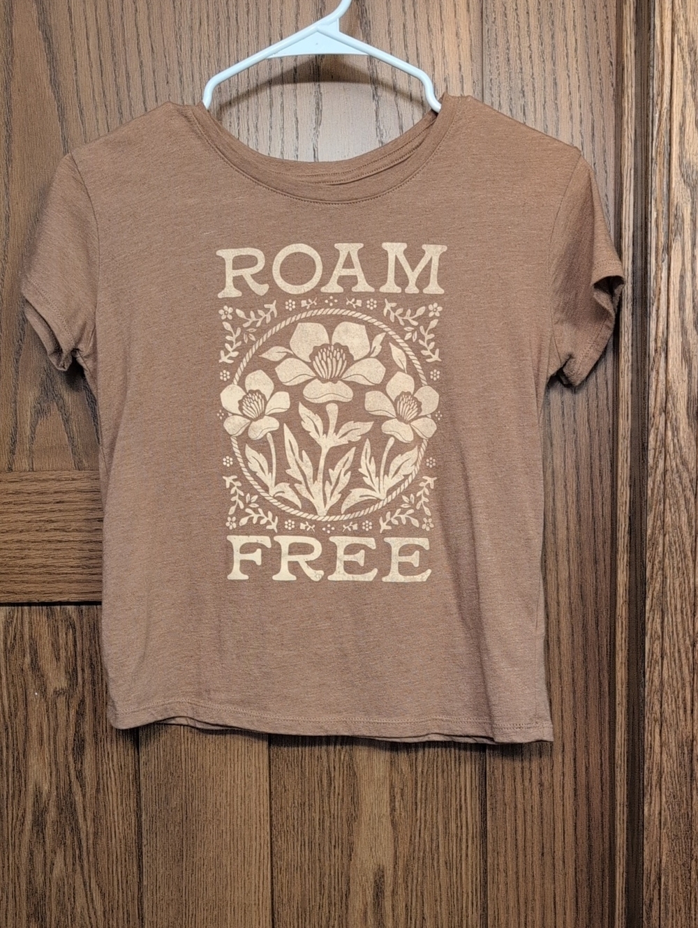 Old Navy Brown Kids 'Roam Free' Graphic Tee with Cream Floral Print